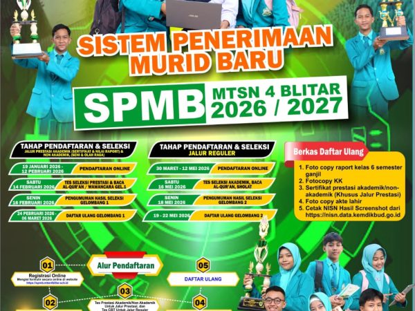 SPMB MTsN 4 BLITAR TAHUN AJARAN 2026/2027 TELAH DIBUKA